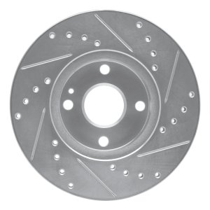Mazda Miata Brake Rotor (1) - Front Left - R1 Concepts - Drilled & Slotted - Silver - `94-`02